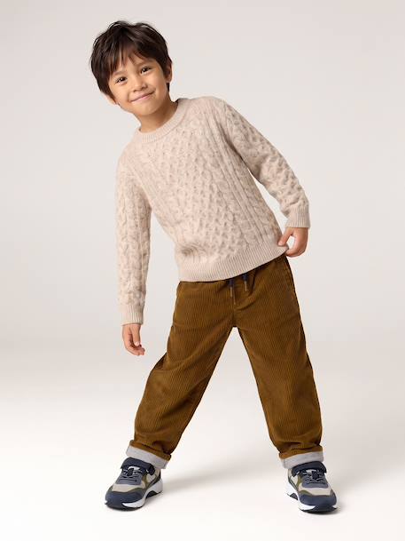 Long-sleeved cable knit jumper for boys marl beige - vertbaudet enfant 