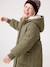 Long Lightweight Jacket with Hood & Faux Fur Lining, for Girls black+khaki - vertbaudet enfant 