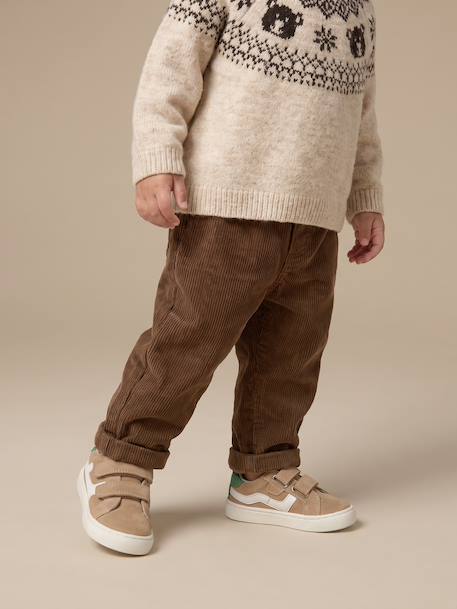 Corduroy Trousers for Babies brown+caramel+grey blue+lichen - vertbaudet enfant 