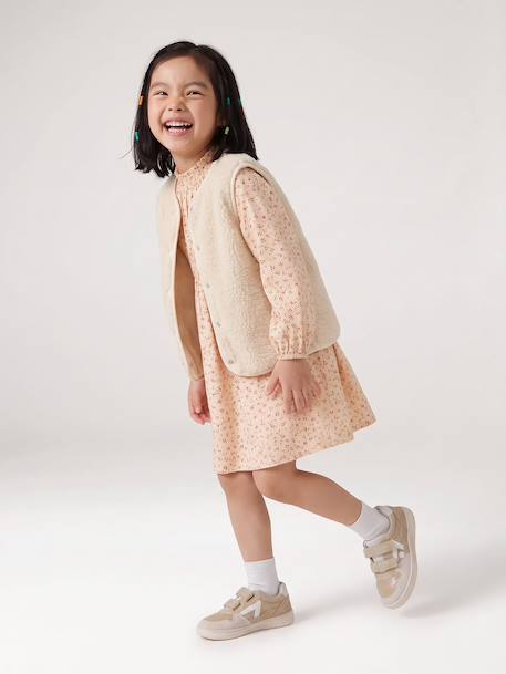 Robe courte fille manches longues cannelle+écru - vertbaudet enfant 