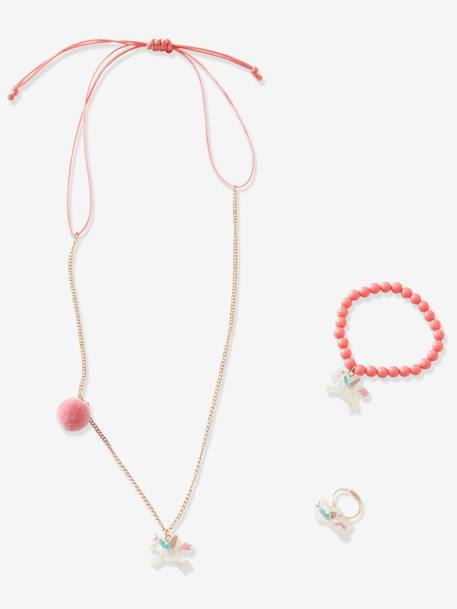 Chain, Bracelet & Ring Set, Unicorn, for Girls Pink/Multi - vertbaudet enfant 