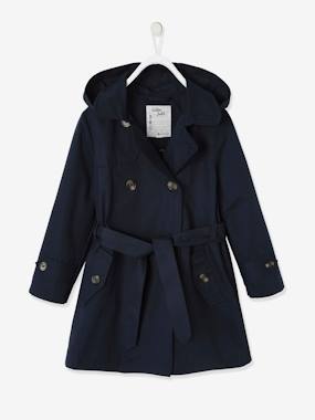 Coat & jacket-Girls-Trench Coat with Printed Lining in Hood for Girls