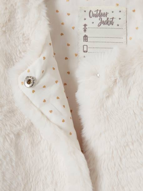 Gilet sans manches fille fausse fourrure BLANC CLAIR UNI+marron imprimé - vertbaudet enfant 
