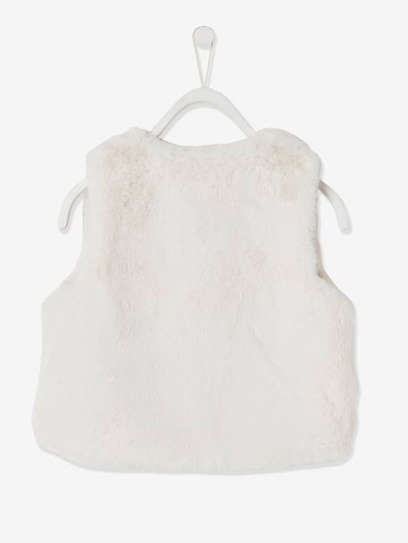 Gilet sans manches fille fausse fourrure BLANC CLAIR UNI+marron imprimé - vertbaudet enfant 