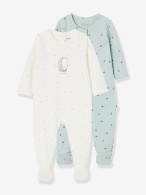 Organic collection-Lot de 2 pyjamas bébé ouverture naissance en cotob bio "lovely nature"