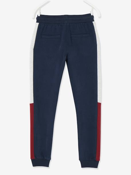 Fleece Trousers with Side Stripes for Boys Dark Blue+pecan nut - vertbaudet enfant 