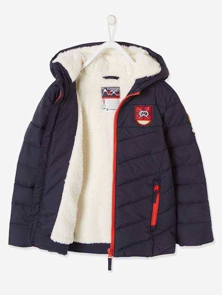 Ski Jacket with Hood & Sherpa Lining for Boys Dark Blue - vertbaudet enfant 