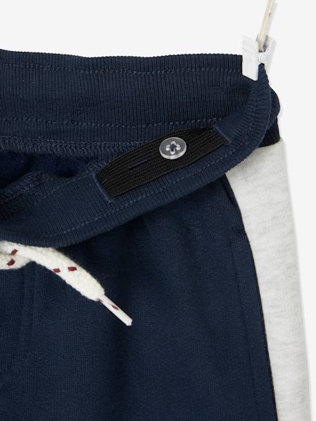 Fleece Trousers with Side Stripes for Boys Dark Blue+pecan nut - vertbaudet enfant 