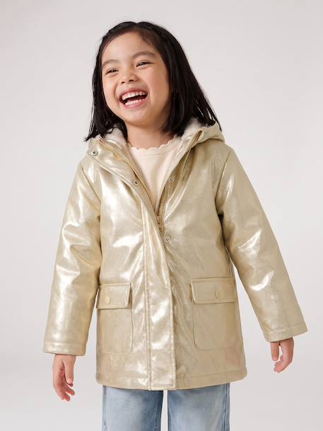 Glittered waxed coat for girls gold - vertbaudet enfant 