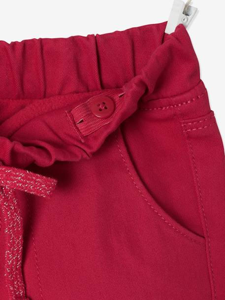Straight Leg Trousers, Lined in Polar Fleece, for Girls Dark Red - vertbaudet enfant 