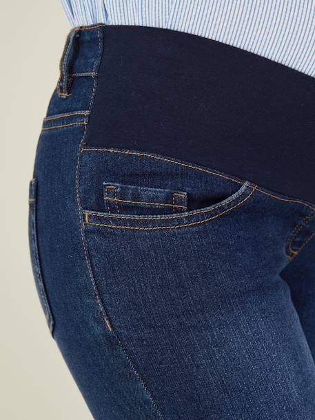 Skinny Leg Jeans with Narrow Belly Band, for Maternity Dark Blue - vertbaudet enfant 