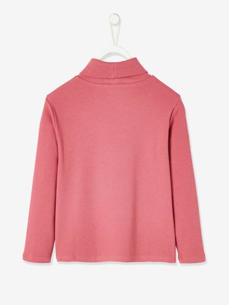 T-shirt col roulé Basics fille motif chat irisé poitrine encre+gris chiné+rose airelle - vertbaudet enfant 