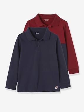 Pack of 2 Long-Sleeved Polo Shirts for Boys  - vertbaudet enfant