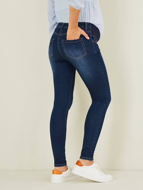 Vertbaudet Skinny Leg Jeans with Narrow Belly Band, for Maternity Dark Blue