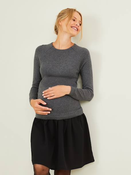 Dual Fabric Dress, Maternity & Nursing Grey Anthracite - vertbaudet enfant 