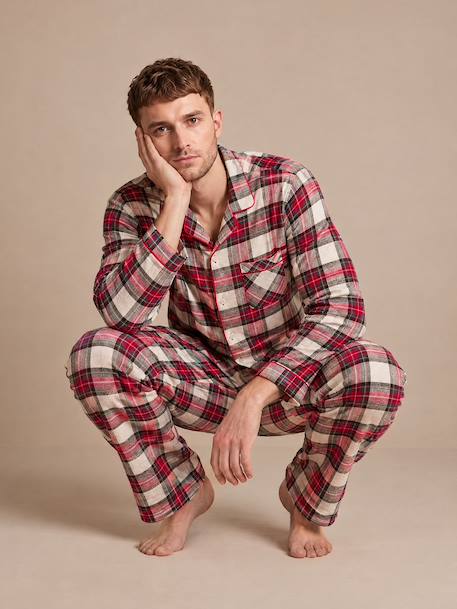 Men's Flannel pyjamas red - vertbaudet enfant 
