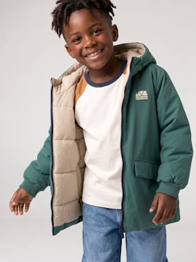 Parka à capuche réversible garçon - vertbaudet enfant