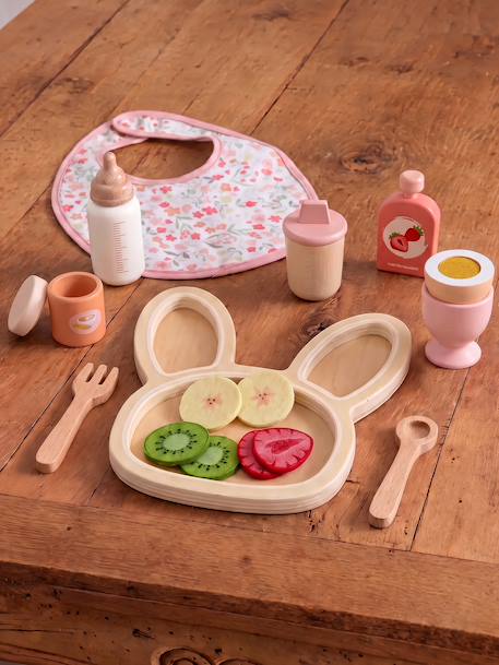 Set repas poupon en bois FSC® rose - vertbaudet enfant 