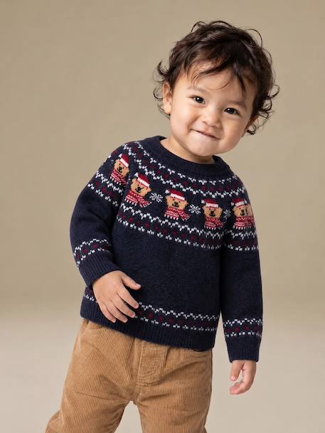Pull jacquard bébé garçon manches longues marine - vertbaudet enfant 