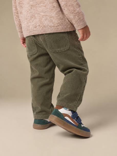 Corduroy trousers for baby boys khaki+navy blue - vertbaudet enfant 