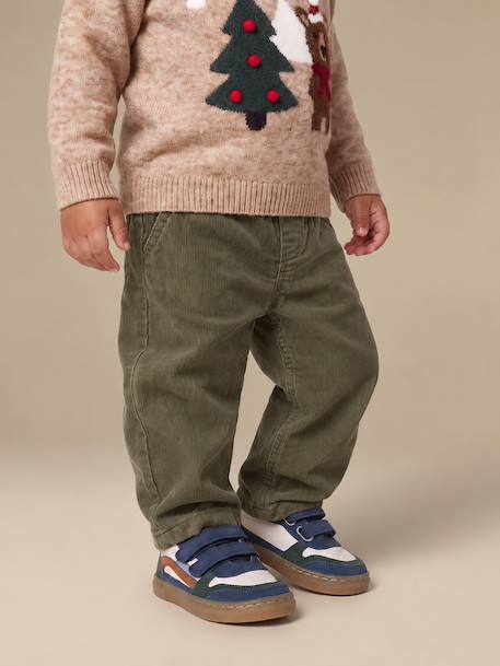 Corduroy trousers for baby boys khaki+navy blue - vertbaudet enfant 