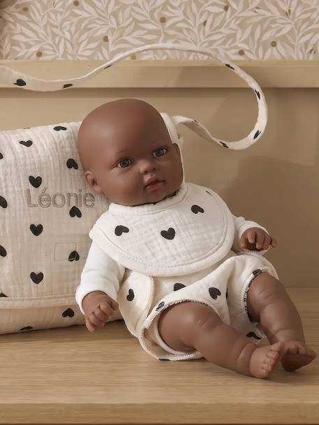 Premium Doll Changing Bag + Nappy + Bib black+ecru+red - vertbaudet enfant 