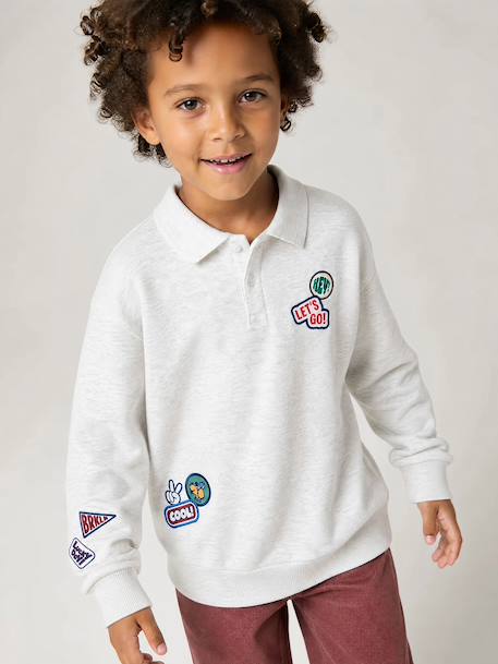 Polo sweatshirt for boys marl grey - vertbaudet enfant 