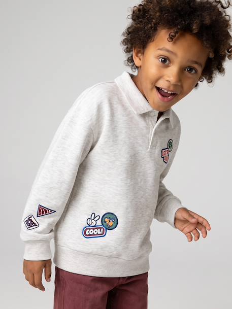 Polo sweatshirt for boys marl grey - vertbaudet enfant 