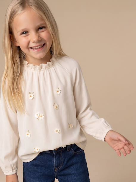 Long blouse top for girls ecru - vertbaudet enfant 