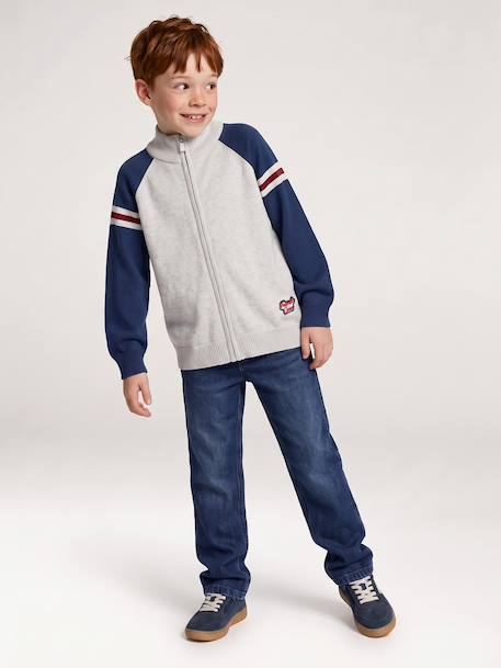 Zip-up cardigan with high neck for boys marl grey - vertbaudet enfant 