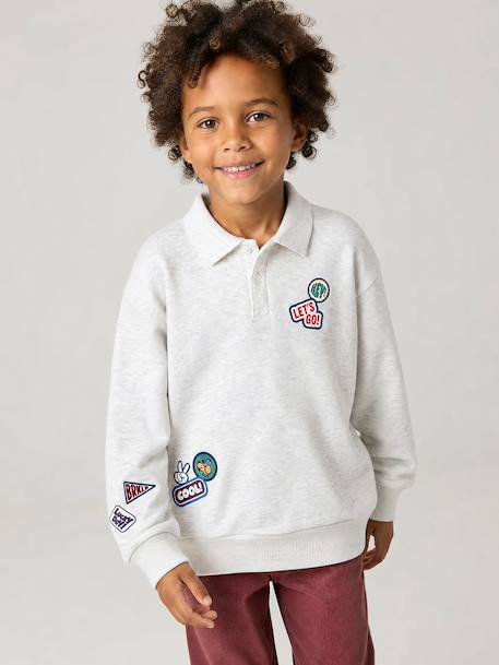 Polo sweatshirt for boys marl grey - vertbaudet enfant 