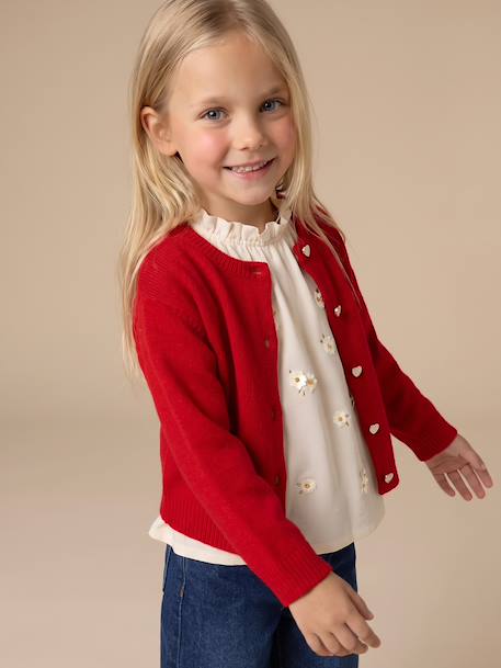 Gilet boutonné manches longues rouge - vertbaudet enfant 