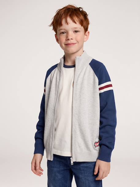 Zip-up cardigan with high neck for boys marl grey - vertbaudet enfant 