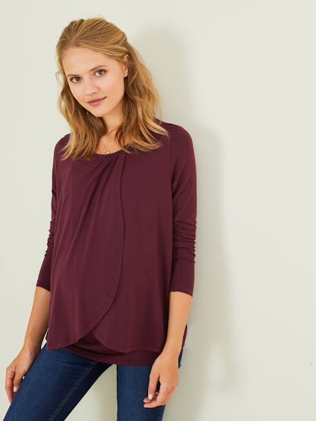 T-shirt grossesse et allaitement pans croisés Aubergine - vertbaudet enfant 