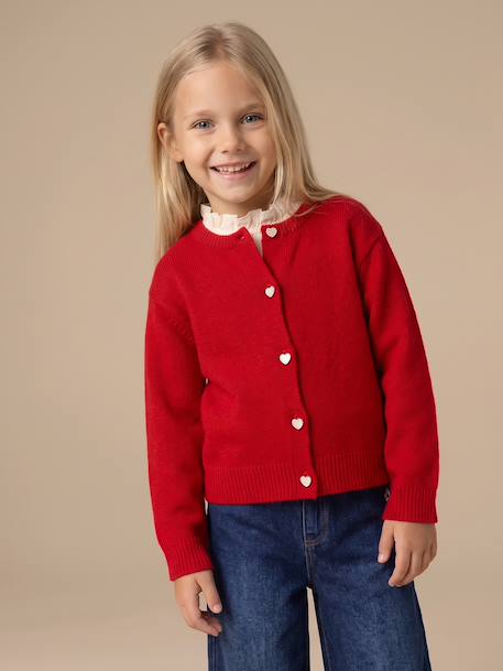 Gilet boutonné manches longues rouge - vertbaudet enfant 