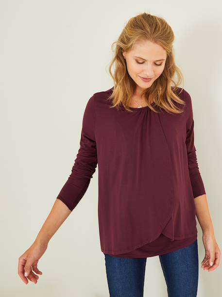 T-shirt grossesse et allaitement pans croisés Aubergine - vertbaudet enfant 