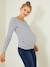 Long-Sleeved Maternity Top navy blue+White Stripes - vertbaudet enfant 
