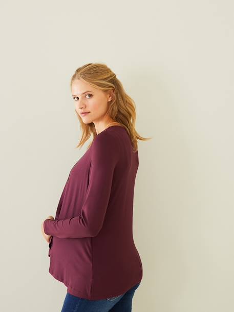 T-shirt grossesse et allaitement pans croisés Aubergine - vertbaudet enfant 