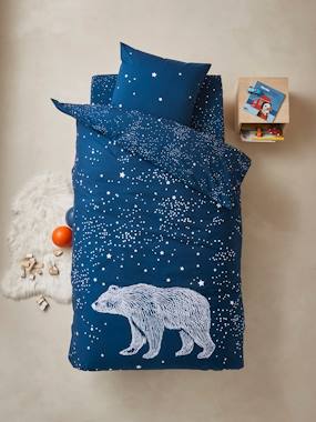 Duvet Cover + Pillowcase Set for Children, Glow-in-the-Dark Details, POLAR BEAR  - vertbaudet enfant