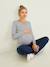 Long-Sleeved Maternity Top navy blue+White Stripes - vertbaudet enfant 