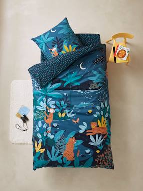 Children's Duvet Cover + Pillowcase Set, JUNGLE NIGHT  - vertbaudet enfant