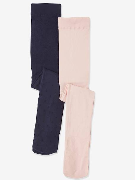 Pack of 2 'Stars' Tights for Girls Dark Blue - vertbaudet enfant 