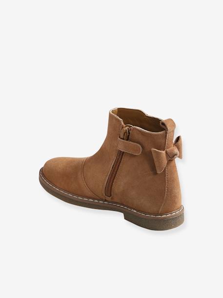 Leather Boots for Girls Camel+Dark Blue+Khaki+PURPLE DARK SOLID - vertbaudet enfant 