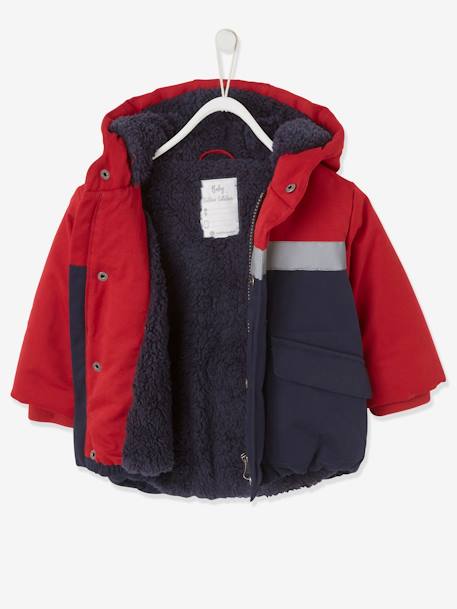 Colourblock Padded Jacket for Baby Boys Dark Red - vertbaudet enfant 