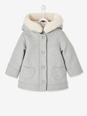 -Manteau à capuche bébé fille drap de laine 