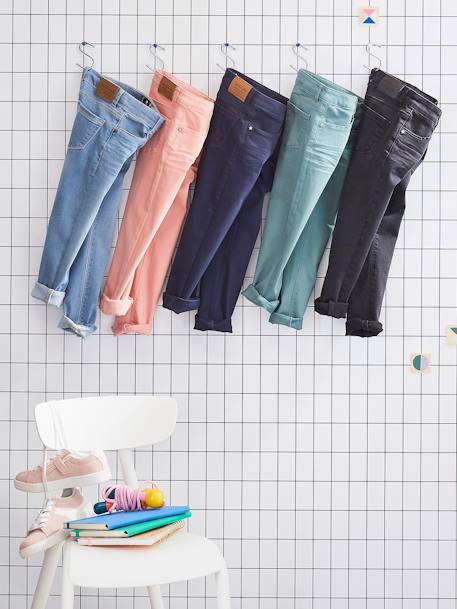 MEDIUM Hip MorphologiK Slim Leg Trousers for Girls Dark Pink+GREEN BRIGHT SOLID - vertbaudet enfant 