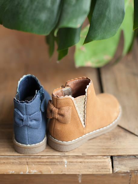Boots bébé fille cuir zippées beige imprimé+bordeaux+CAMEL+marine+noir - vertbaudet enfant 
