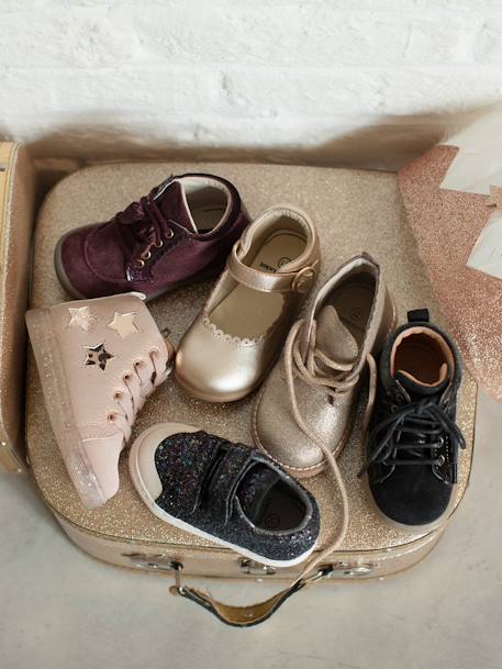 Bottines bébé fille cuir lacées bordeaux - vertbaudet enfant 