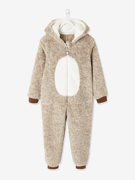 Plush Effect 'Reindeer' Onesie for Boys Beige - vertbaudet enfant 