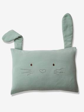 Bedding & Decor-Pillowcase in Cotton Gauze for Babies, LAPIN VERT